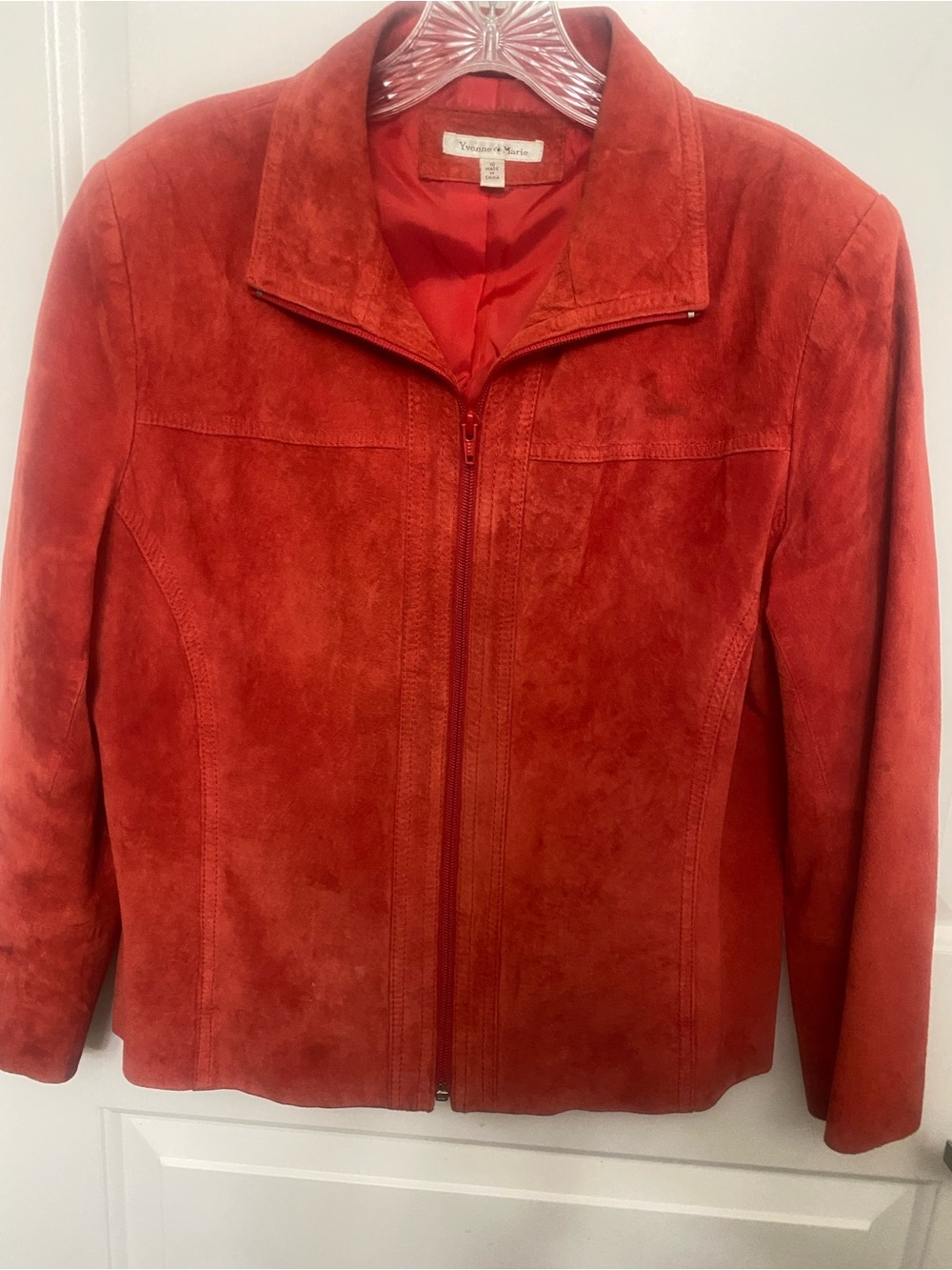 Vintage Yvonne Marie Suede Zip-Front Jacket in Red